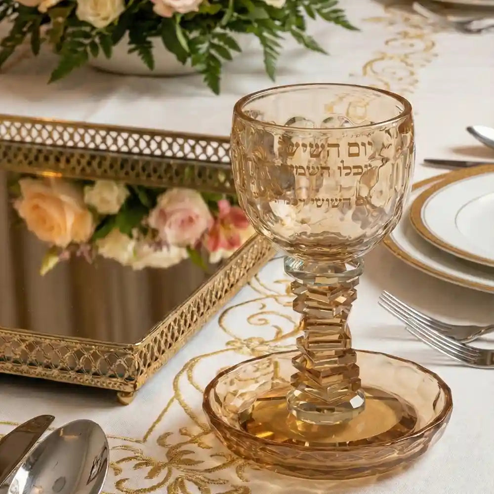 Crystal Kiddush Cup "Blessing" 16 cm Contain 100ml // 3.4oz