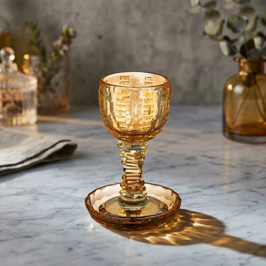 Crystal Kiddush Cup "the Bible Rivers" 16 cm Contain 100ml // 3.4oz