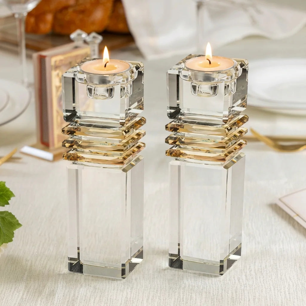 Crystal Candlesticks 17cm - Gold