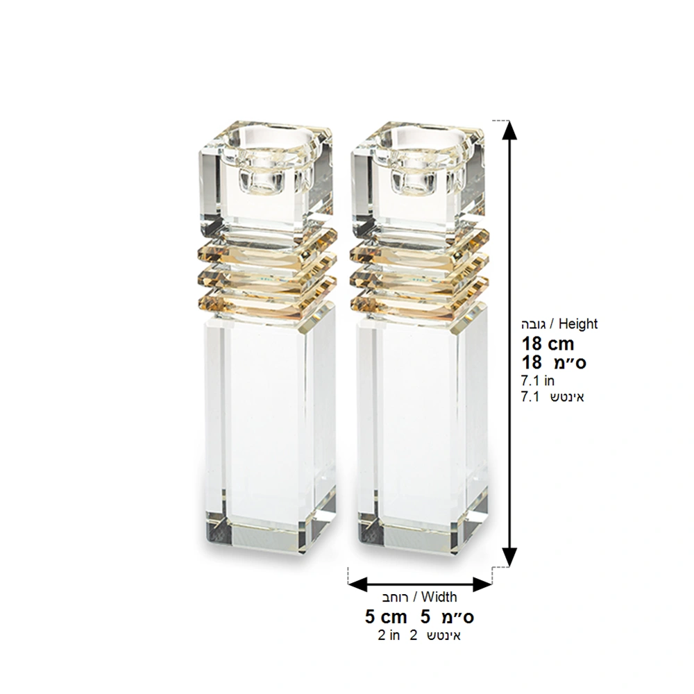 Crystal Candlesticks 17cm - Gold