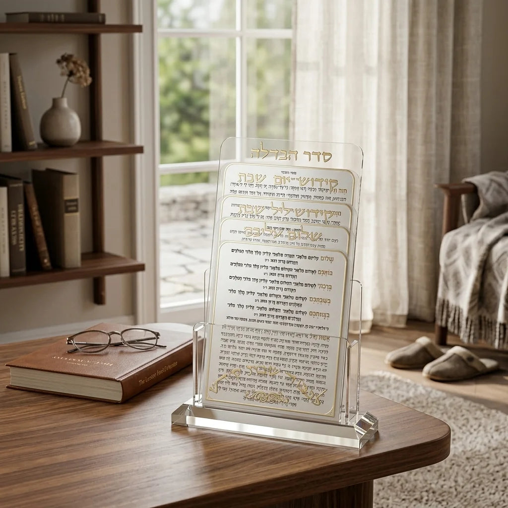 Lucite Benchers Display 21*16 cm with 4 Blessings - Ashkenaz