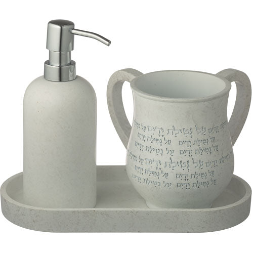 Polymer Set of Washing Cup & Soap Dispenser & Tray