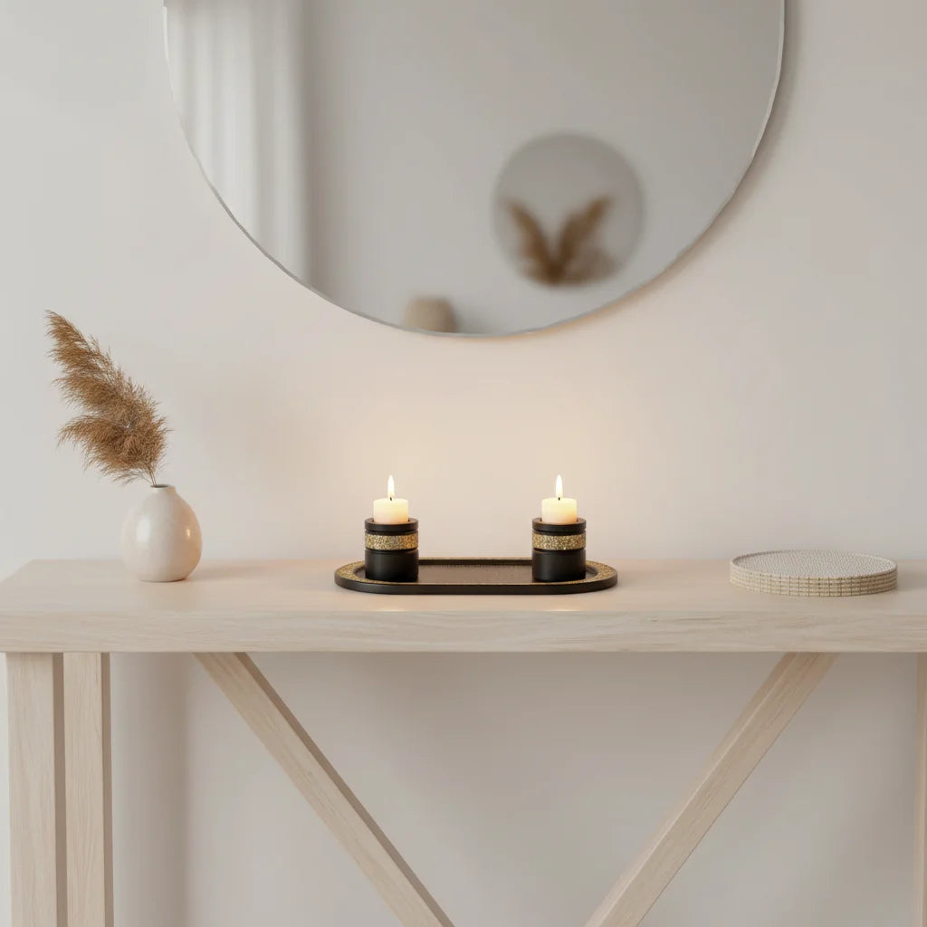 Polymer Set Tray and Candlesticks