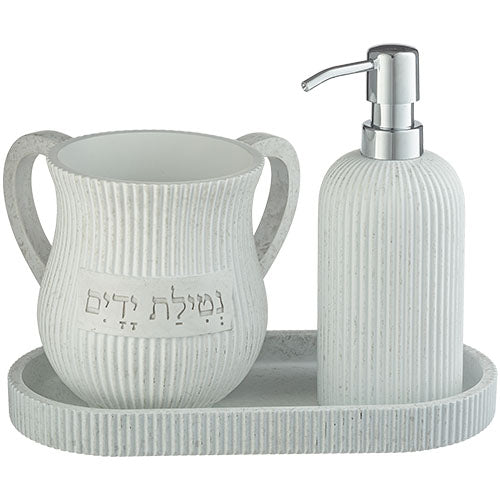 Polymer Set of Washing Cup & Soap Dispenser & Tray