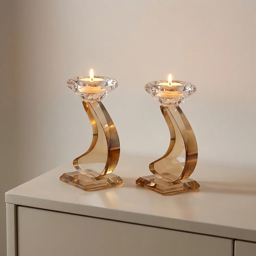 Crystal Candlesticks 14 cm