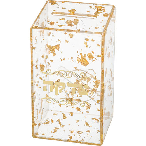 Lucite Tzedakah Box - Gold
