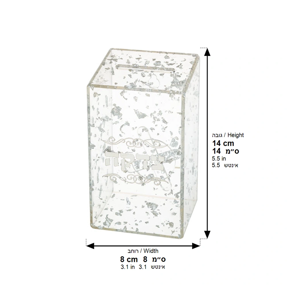 Lucite Tzedakah Box - Silver
