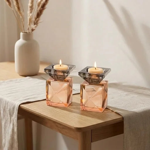 Pair of Crystal Candlesticks 9 cm