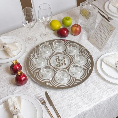 Rosh Hashanah Glass & Crystal Round Plate 40 cm
