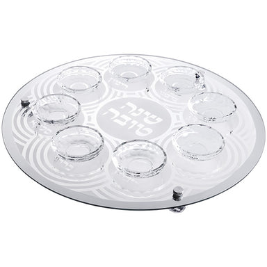 Rosh Hashanah Glass & Crystal Round Plate 40 cm