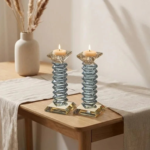 Pair of Crystal Elegant Candlesticks 17.5 cm
