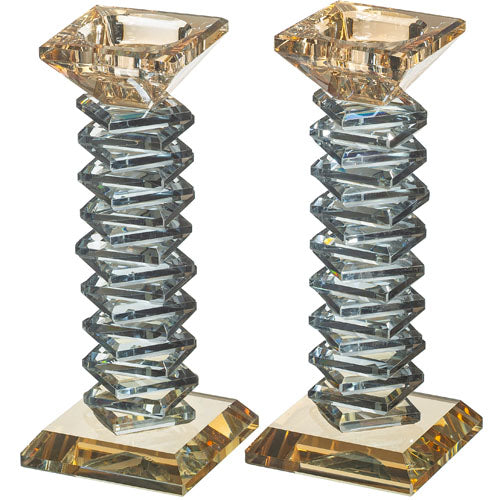 Pair of Crystal Elegant Candlesticks 17.5 cm