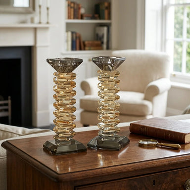 Pair of Crystal Elegant Candlesticks 17.5 cm