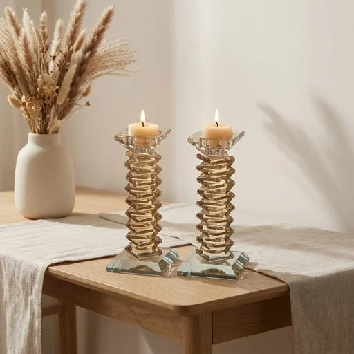 Pair of Crystal Elegant Candlesticks 17.5 cm