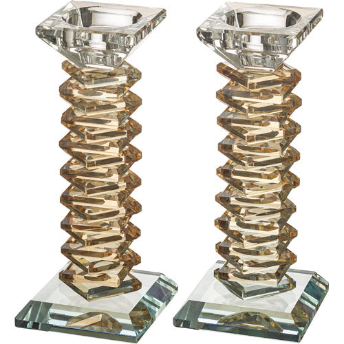 Pair of Crystal Elegant Candlesticks 17.5 cm