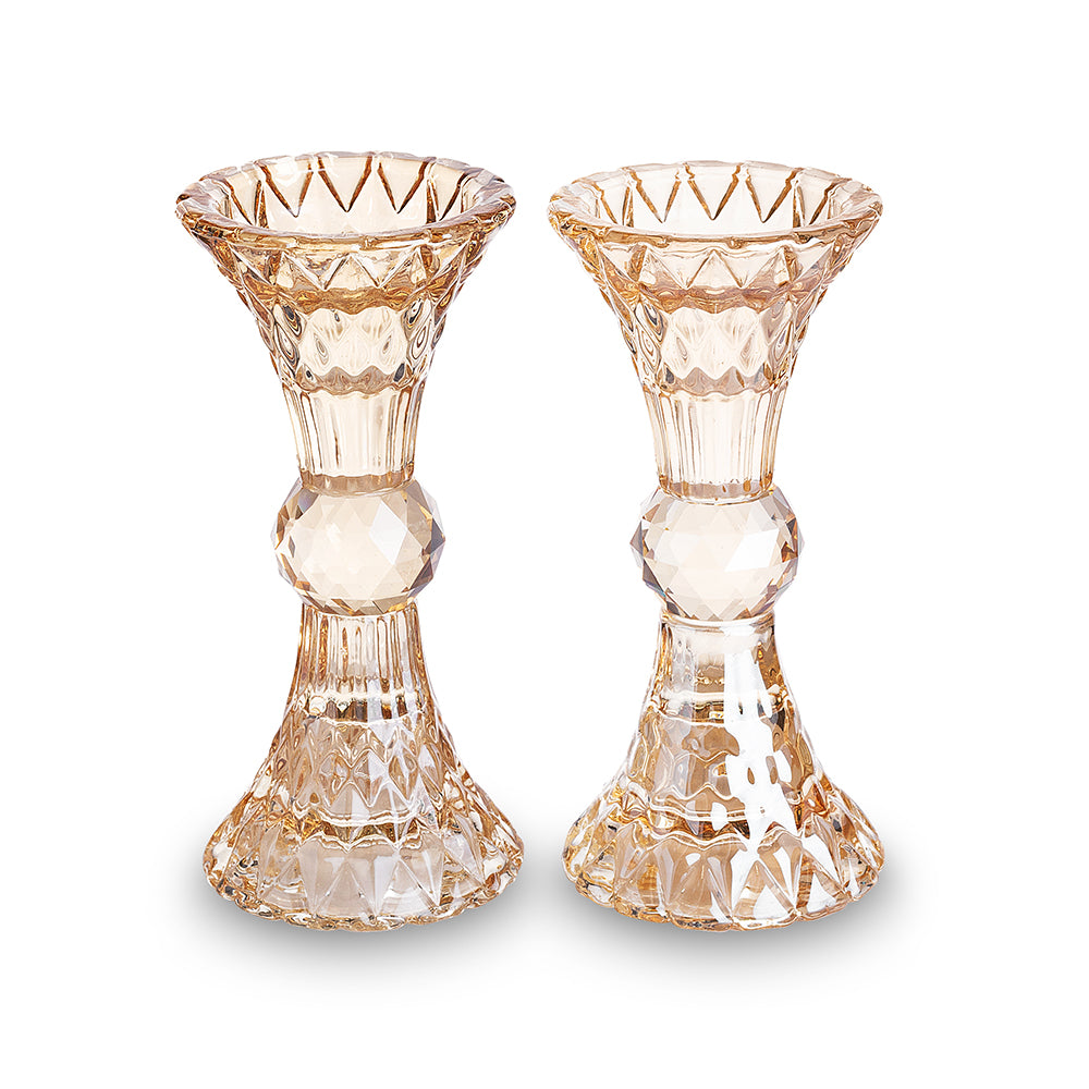 Pair of Crystal Elegant Candlesticks 13 cm