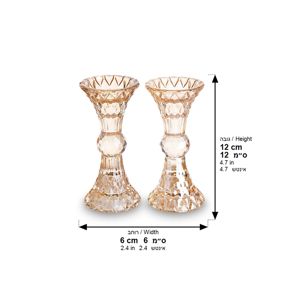 Pair of Crystal Elegant Candlesticks 13 cm