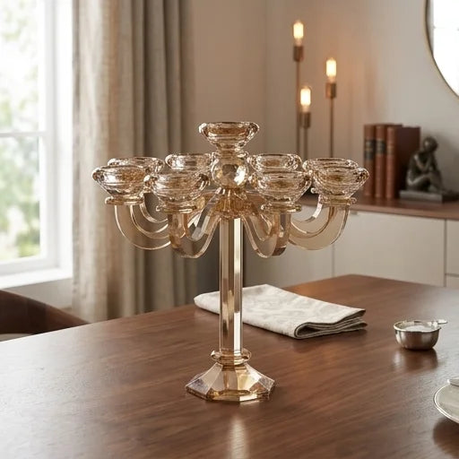 CRYSTAL CANDLESTICKS 9 BRANCH 26 CM