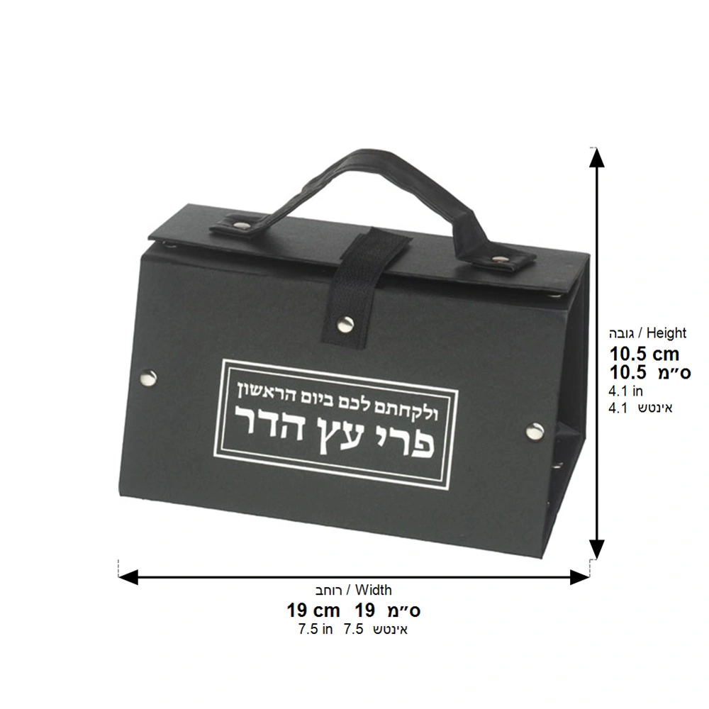 Faux Leather Etrog Box 11*19*13 with Silver Print