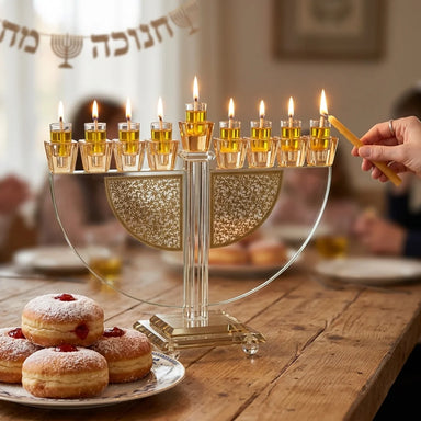 Crystal Elegant Hanukkiah 22 cm - Gold
