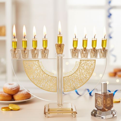 Crystal Elegant Hanukkiah 22 cm - Gold