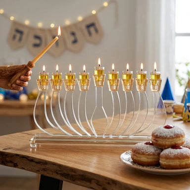 Elegant Crystal Menorah 16cm