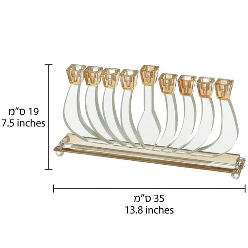 Elegant Crystal Menorah 16cm