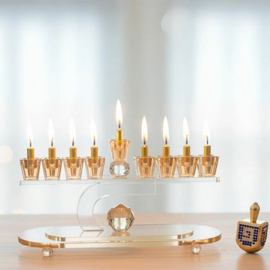 Elegant Crystal Menorah 13cm