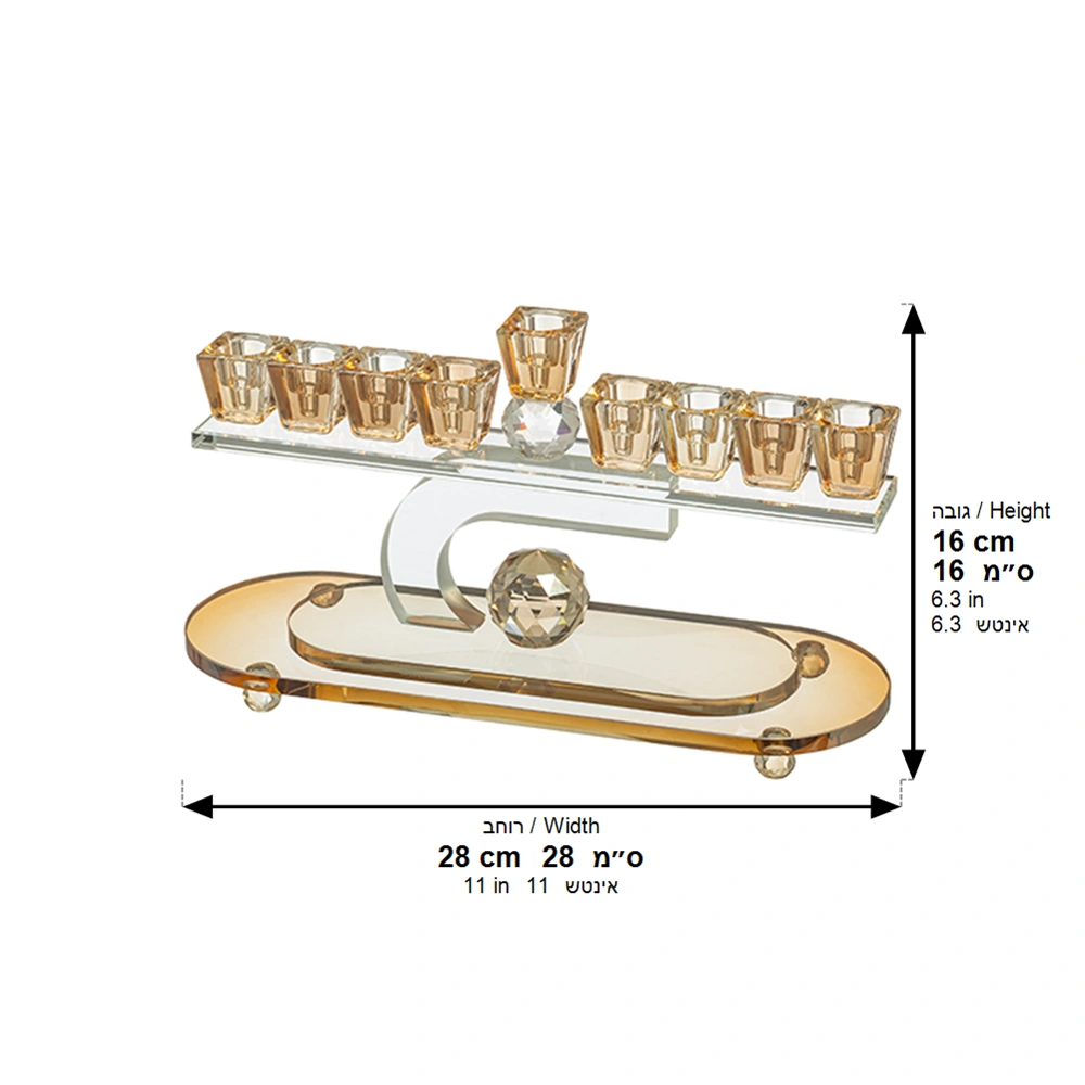 Elegant Crystal Menorah 13cm