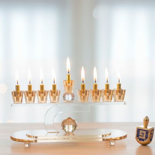 Elegant Crystal Menorah 13cm