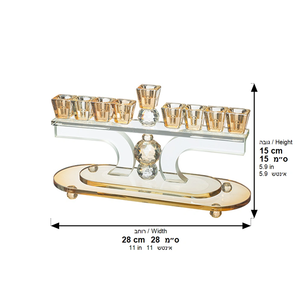 Elegant Crystal Menorah 13cm