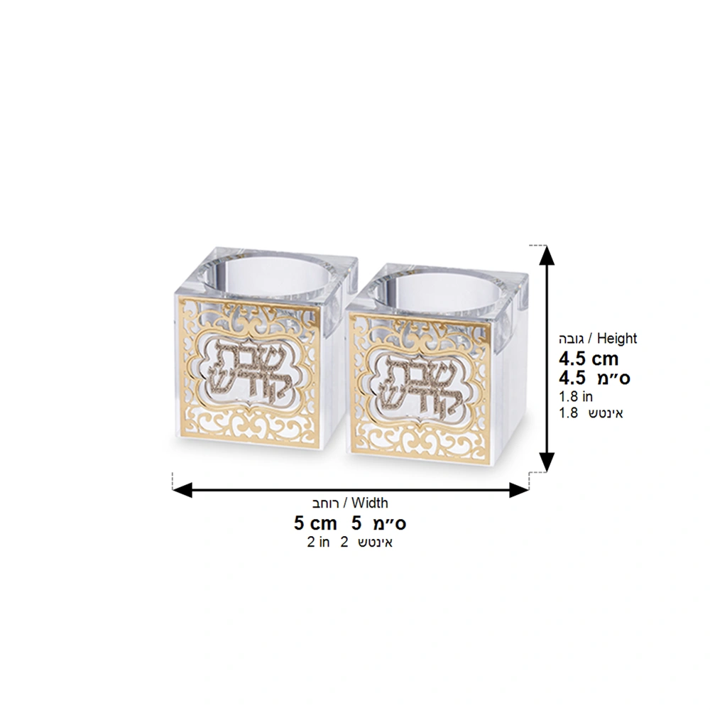 Crystal Candlesticks 5 cm with Metal Plaque