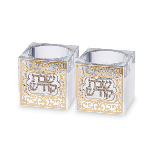 Crystal Candlesticks 5 cm with Metal Plaque