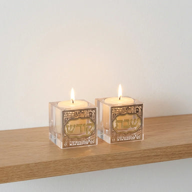 Crystal Candlesticks 5 cm with Metal Plaque