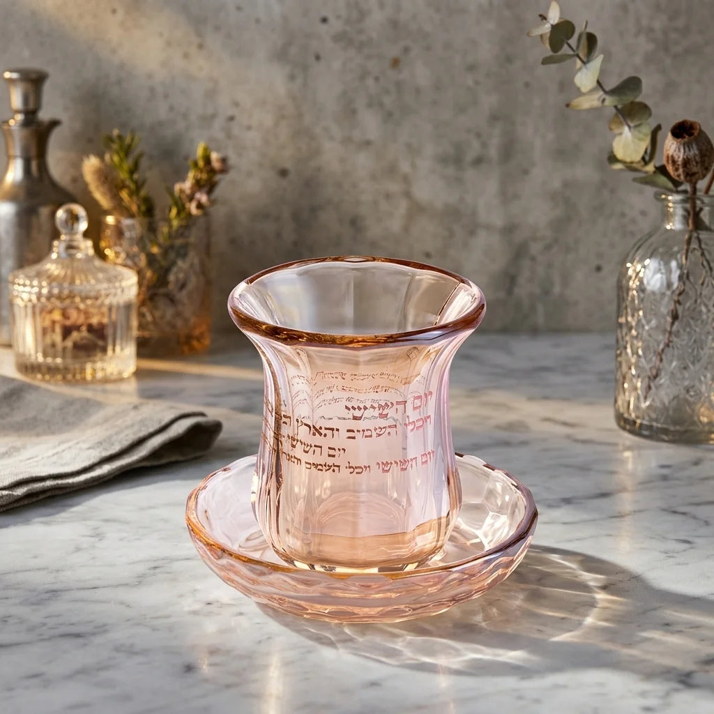 Crystal Kiddush Cup Without Stem "Blessing" 9 cm Contain 100ml // 3.4oz
