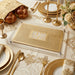 Glass Challah Tray 42*29 cm - Gold, Striped