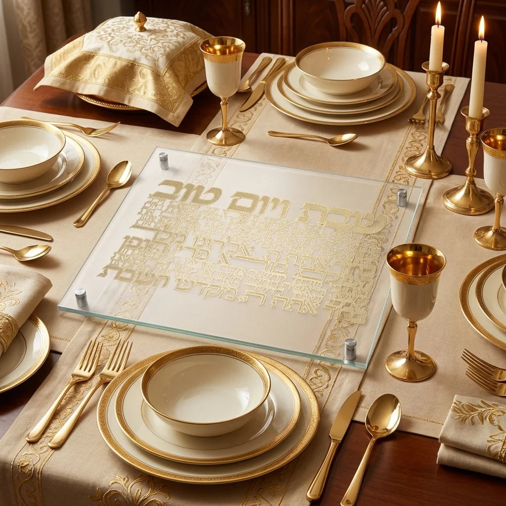 Glass Challah Tray 42*29 cm - Gold