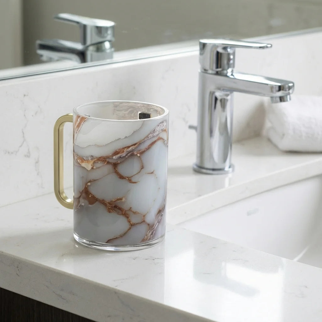 Lucite Washing Cup 13 cm - Gold Handles
