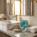 Lucite Washing Cup 13 cm - Gold Handles - White, Blue