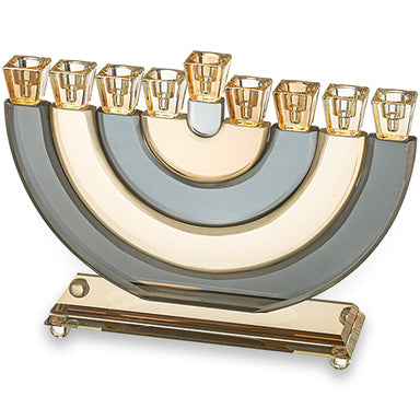 Crystal Elegant Hanukkiah 25cm - Gold, Black, Striped