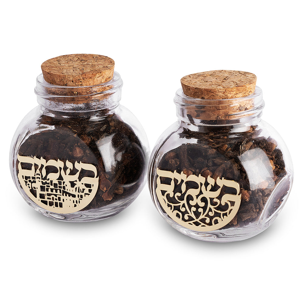 Glass Besamim Holder with Metal - 24 pcs