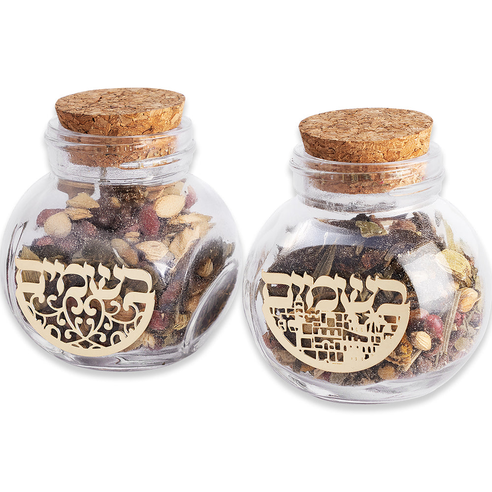 Glass Besamim Holder with Metal - 24 pcs