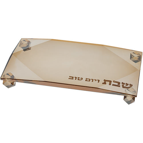 Crystal Tray for Candle Holders 23*13cm - Gold