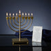 Metal Menorah with Crystal Base and Plaque 36cm - Gold