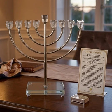 Metal Menorah 32 cm- Silver Finish