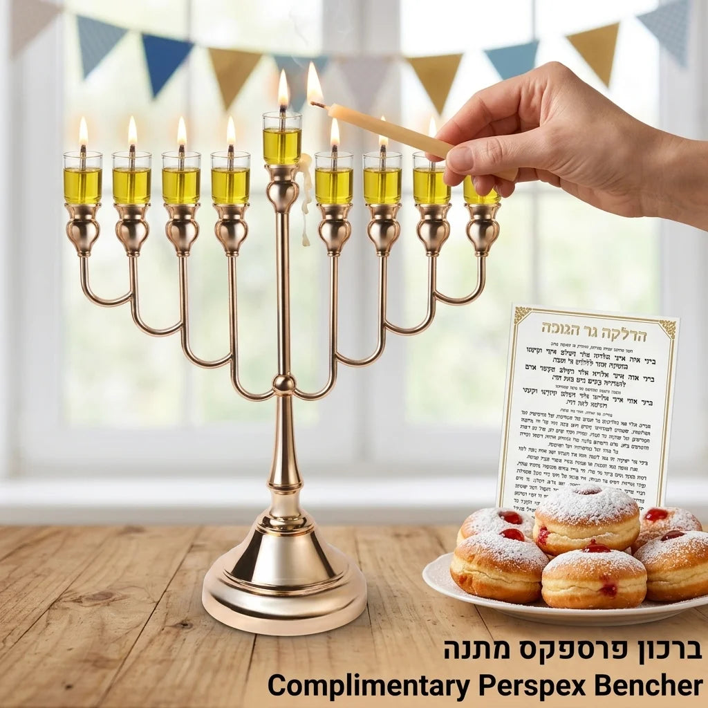Metal Menorah Rose Gold 64cm