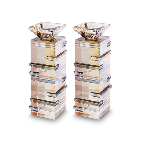 Crystal Candlesticks 20cm - Gold, Black