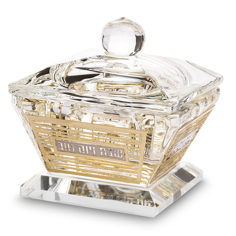 Crystal Salt Holder 6 cm with Laser Cut Plaque - Striped
