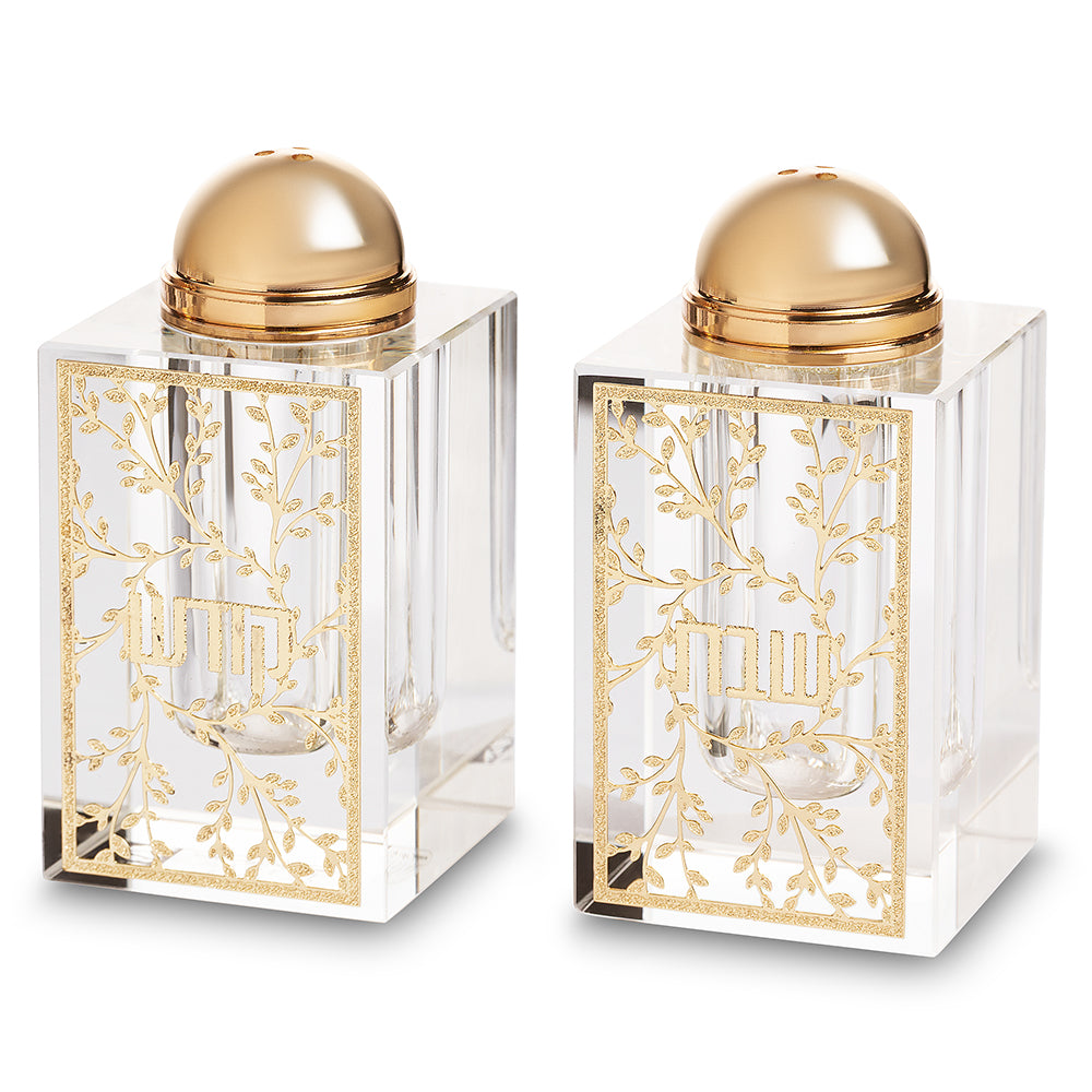 Crystal Salt & pepper Holders 6*4 cm with Laser Cut Plaque