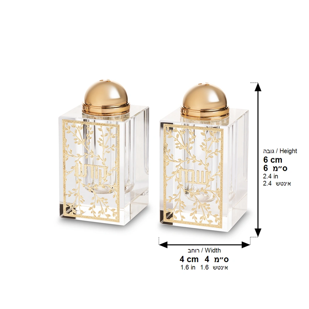 Crystal Salt & pepper Holders 6*4 cm with Laser Cut Plaque
